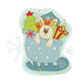 Retro Christmas Bunny Card