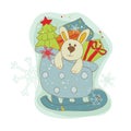 Retro Christmas Bunny Card Royalty Free Stock Photo