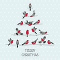 Retro Christmas Card - Birds On Christmas Tree