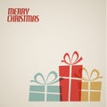 Retro Christmas card with christmas presents Royalty Free Stock Photo