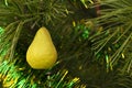 Retro Christmas ornament - yellow pear of papier-mÃÂ¢chÃÂ©