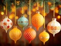 retro Christmas ornaments on a tree Royalty Free Stock Photo