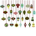 Retro Christmas Ornaments Vector Clipart Royalty Free Stock Photo