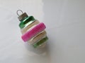 Retro Christmas Tree Ornament Pink Green Silver White