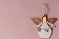 Retro Christmas tree ornaments. Wooden angel ornament