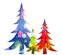 Retro Christmas Trees Clip Art Royalty Free Stock Photo