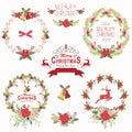 Retro Christmas Wreath Elements Royalty Free Stock Photo