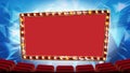 Retro Cinema Banner Vector. Light Bulbs. Red Theater Curtain. Silk Textile. Shining Retro Light Banner. Realistic Retro Royalty Free Stock Photo