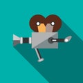 Retro cinema camera icon, flat style Royalty Free Stock Photo