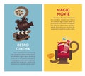 Retro cinema and movie premiere festival web banners Royalty Free Stock Photo