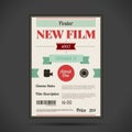 Retro cinema poster. Vector illustration Royalty Free Stock Photo