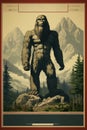 Retro cinematic bigfoot poster art