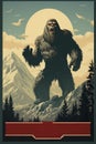 Retro cinematic bigfoot poster art