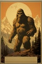 Retro cinematic bigfoot poster art