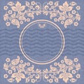 Retro circle frame vector, russian style