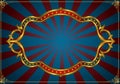 Retro circus background with red and blue rays and golden frame Royalty Free Stock Photo
