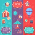 Retro circus banners with vintage festival elements