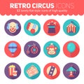 Retro circus icons set for web and graphic design