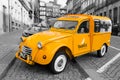 Retro Citroen 2CV car - cargo version - selective color isolation Royalty Free Stock Photo