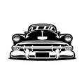 Retro Classic Hot Rod Car Vector Image Illustration Front View Isolated