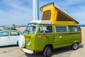 retro classic VW kombi van at the beach Royalty Free Stock Photo