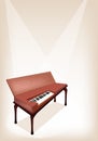 A Retro Clavichord on Brown Stage Background