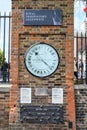 Retro clock and standard measurement at Royal Observatory Greenwich Royalty Free Stock Photo