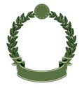 Retro coat of arms with green laurel wreath