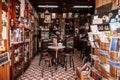 Retro coffee cafe asian style with vintage tile floor wooden chairs and table