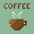 Retro Coffee Cup . 8 bit Pixel concept.