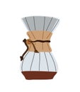 Retro coffee dripper with paper filter isolated.