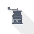 Retro coffee grinder vector icon, flat design kitchen mill illustration in eps 10