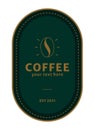 Retro coffee logo, labels, template in elegant and minimal style with gold color on green background illustration templates Royalty Free Stock Photo