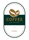 Retro coffee logo, labels, template in elegant and minimal style with gold color on green background illustration templates Royalty Free Stock Photo