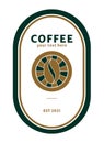 Retro coffee logo, labels, template in elegant and minimal style with gold color on green background illustration templates Royalty Free Stock Photo