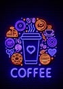 Retro coffee neon sign Illustration