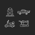 Retro collectables chalk white icons set on dark background Royalty Free Stock Photo