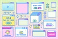 Retro collection of Pixel Art Windows. Y2K style. Royalty Free Stock Photo