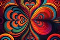 Retro color abstract geometry background. Psychedelic vintage. Generative AI