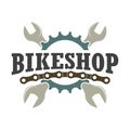 Retro color bike repair business logo