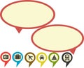 Retro color bubble talk with Travel badges check in icon