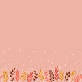 Retro color herbs, grass, stars seamless border