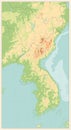 Retro color Korean Peninsula Physical Map. No text