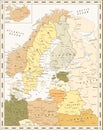 Retro Color Map of Northern Europe