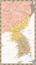 Retro color political map of the Korean Peninsula, Map Of North