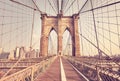 Retro color toned picture of Brooklyn Bridge, New York City, US Royalty Free Stock Photo