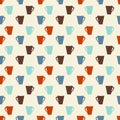 Retro colored coffee cups seamless pattern