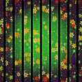 Retro colorful floral pattern with vertical black stripes, framed design Royalty Free Stock Photo