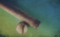 Retro coloring of old baseball bat and ball Royalty Free Stock Photo