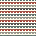 Retro colors seamless pattern with battlement curved lines. Repeated geometric figures wallpaper. Modern surface. Royalty Free Stock Photo